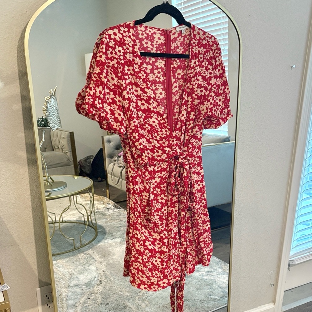 Madewell flare Floral Red Dress size 14
